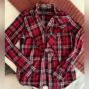 Ralph Lauren Burgundy and Black Checkered Shirt